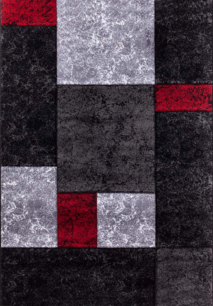 Tapis Moderne carreaux Hawaï - rouge - overzicht boven Tapis Moderne carreaux Hawaï - rouge - overzicht boven