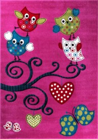 Tapis enfant Papillon & Oiseau - violet - overzicht boven, thumbnail