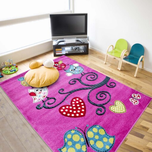 Tapis enfant Papillon & Oiseau - violet - sfeer