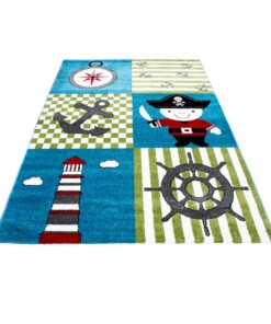 Tapis enfant Pirate - bleu/vert - overzicht schuin, thumbnail Tapis enfant Pirate - bleu/vert - overzicht schuin, thumbnail