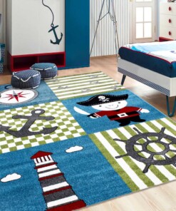Tapis enfant Pirate - bleu/vert - sfeer