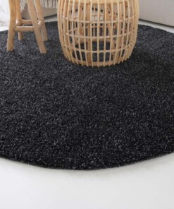 Tapis Rond poils longs Shaggy Trend - gris anthracite - close up zijkant
