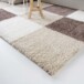 Tapis de couloir poils longs carreaux Shaggy Trend - Moka