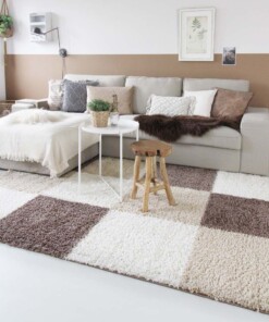 Tapis de couloir poils longs carreaux Shaggy Trend - Moka Tapis de couloir poils longs carreaux Shaggy Trend - Moka