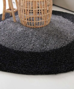 Tapis Rond poils longs avec Bordure Shaggy Trend - gris anthracite - sfeer