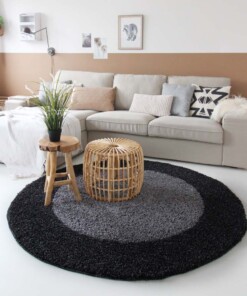 Tapis Rond poils longs avec Bordure Shaggy Trend - gris anthracite - sfeer, thumbnail Tapis Rond poils longs avec Bordure Shaggy Trend - gris anthracite - sfeer, thumbnail