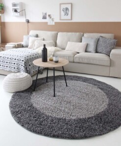 Tapis Rond poils longs avec Bordure Shaggy Trend - gris - sfeer, thumbnail Tapis Rond poils longs avec Bordure Shaggy Trend - gris - sfeer, thumbnail