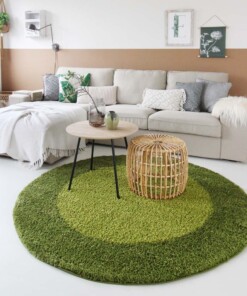 Tapis Rond poils longs avec Bordure Shaggy Trend - vert - sfeer, thumbnail Tapis Rond poils longs avec Bordure Shaggy Trend - vert - sfeer, thumbnail