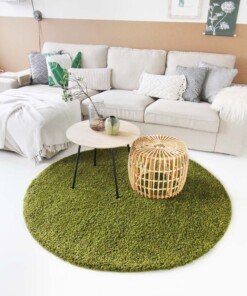 Tapis Rond poils longs Shaggy Trend - vert - sfeer, thumbnail Tapis Rond poils longs Shaggy Trend - vert - sfeer, thumbnail