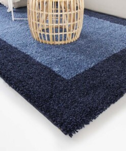 Tapis poils longs avec Bordure Shaggy Trend - bleu