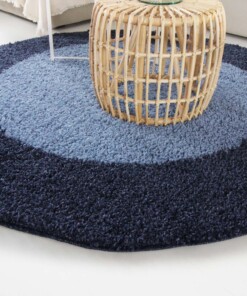 Tapis Rond poils longs avec Bordure Shaggy Trend - bleu - sfeer