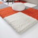 Tapis de couloir poils longs carreaux Shaggy Trend - orange