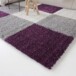 Tapis de couloir poils longs carreaux Shaggy Trend - violet