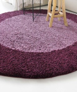 Tapis Rond poils longs avec Bordure Shaggy Trend - violet - close up zijkant