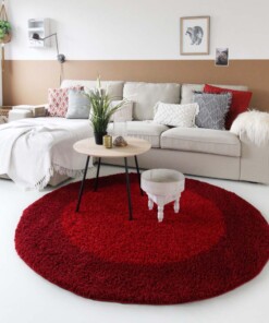 Tapis Rond poils longs avec Bordure Shaggy Trend - rouge - sfeer, thumbnail Tapis Rond poils longs avec Bordure Shaggy Trend - rouge - sfeer, thumbnail
