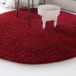 Tapis Rond poils longs Shaggy Trend - rouge - close up zijkant, thumbnail