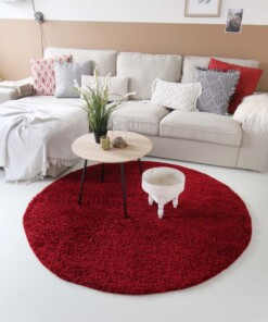 Tapis Rond poils longs Shaggy Trend - rouge - sfeer, thumbnail Tapis Rond poils longs Shaggy Trend - rouge - sfeer, thumbnail