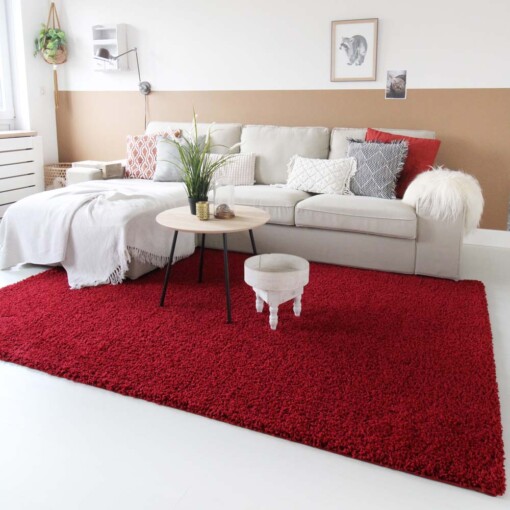 Tapis de couloir poils longs Shaggy Trend - rouge