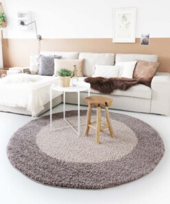 Tapis Rond poils longs avec Bordure Shaggy Trend - taupe - sfeer, thumbnail Tapis Rond poils longs avec Bordure Shaggy Trend - taupe - sfeer, thumbnail