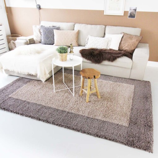 Tapis de couloir poils longs avec Bordure Shaggy Trend - taupe - sfeer