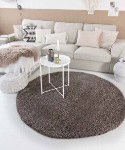 Tapis Rond poils longs Shaggy Trend - taupe - sfeer, thumbnail Tapis Rond poils longs Shaggy Trend - taupe - sfeer, thumbnail