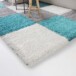 Tapis de couloir poils longs carreaux Shaggy Trend - turquoise - close up hoek, thumbnail
