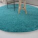 Tapis Rond poils longs Shaggy Trend - turquoise - close up zijkant, thumbnail