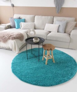Tapis Rond poils longs Shaggy Trend - turquoise - sfeer, thumbnail Tapis Rond poils longs Shaggy Trend - turquoise - sfeer, thumbnail