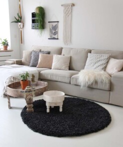 Tapis rond poils longs - Shaggy Royal anthracite - sfeer, thumbnail Tapis rond poils longs - Shaggy Royal anthracite - sfeer, thumbnail