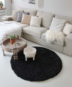 Tapis rond poils longs - Shaggy Royal anthracite - sfeer