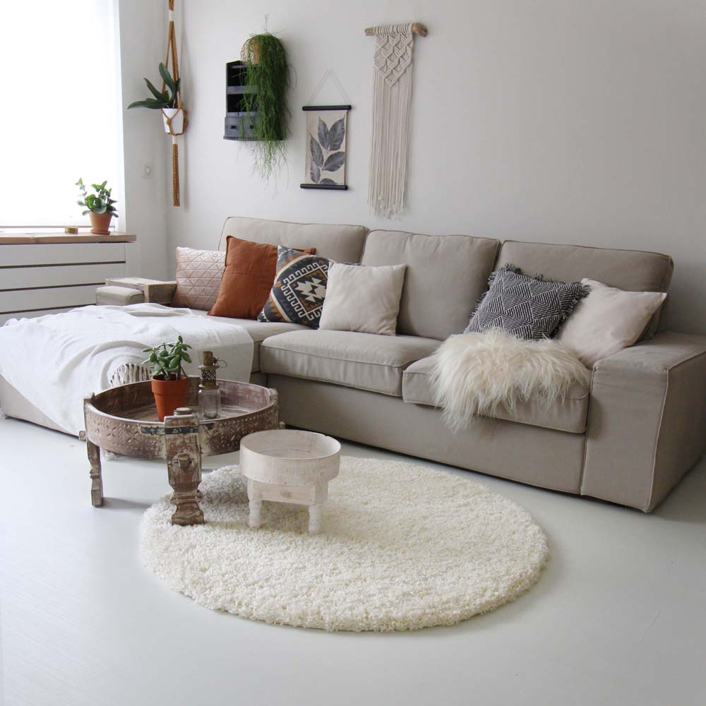 Tapis rond poils longs - Shaggy Royal crème - sfeer Tapis rond poils longs - Shaggy Royal crème - sfeer