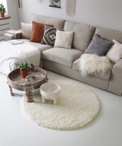 Tapis rond poils longs - Shaggy Royal crème - sfeer