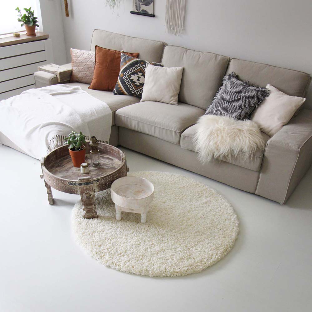 Tapis rond poils longs - Shaggy Royal crème - sfeer Tapis rond poils longs - Shaggy Royal crème - sfeer