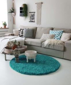 Tapis rond poils longs - Shaggy Royal turquoise - sfeer, thumbnail Tapis rond poils longs - Shaggy Royal turquoise - sfeer, thumbnail