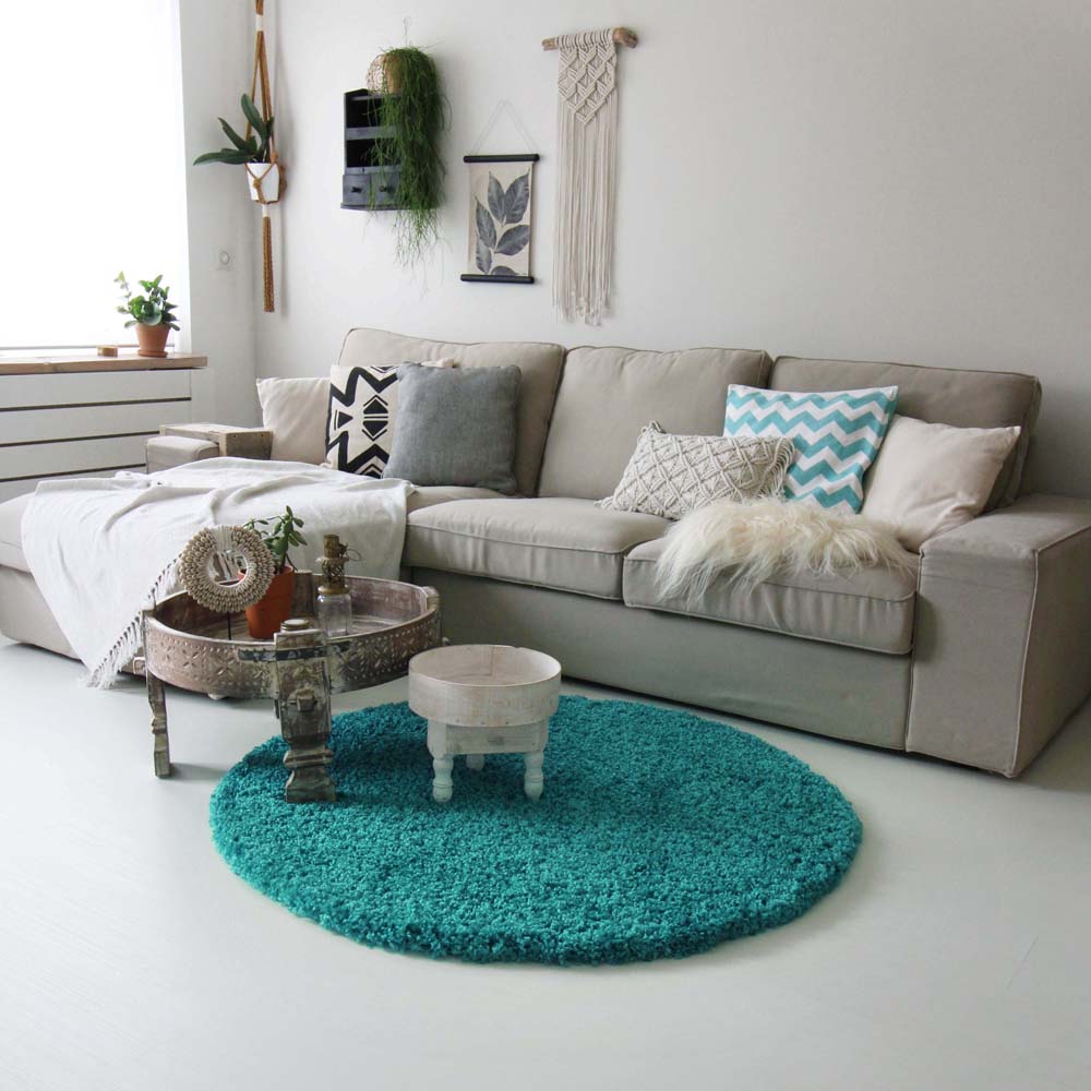 Tapis rond poils longs - Shaggy Royal turquoise - sfeer Tapis rond poils longs - Shaggy Royal turquoise - sfeer