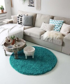 Tapis rond poils longs - Shaggy Royal turquoise - sfeer