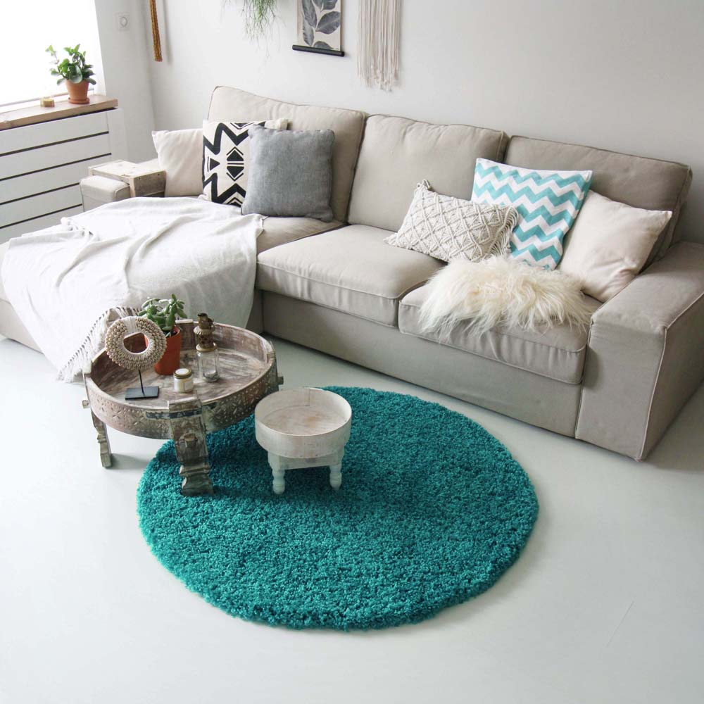 Tapis rond poils longs - Shaggy Royal turquoise - sfeer Tapis rond poils longs - Shaggy Royal turquoise - sfeer