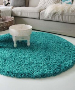 Tapis rond poils longs - Shaggy Royal turquoise - sfeer