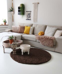 Tapis rond poils longs - Shaggy Royal marron - sfeer, thumbnail Tapis rond poils longs - Shaggy Royal marron - sfeer, thumbnail