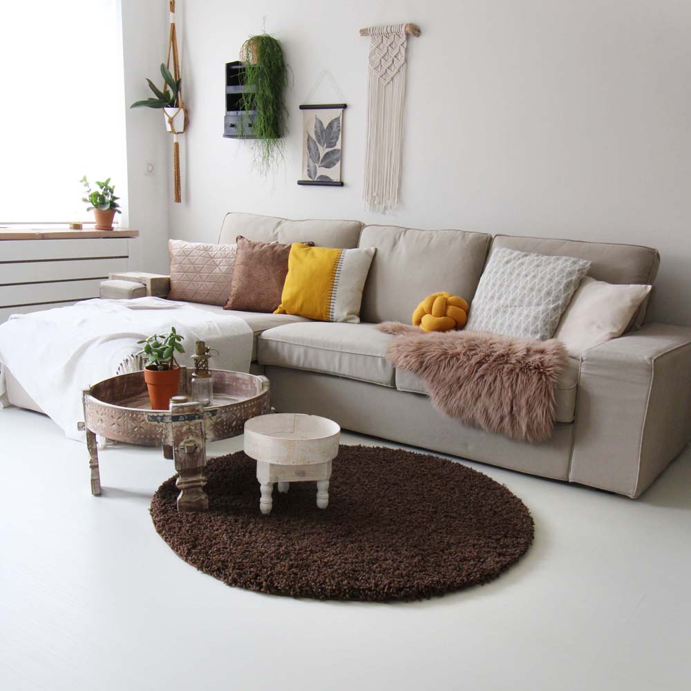 Tapis rond poils longs - Shaggy Royal marron - sfeer Tapis rond poils longs - Shaggy Royal marron - sfeer