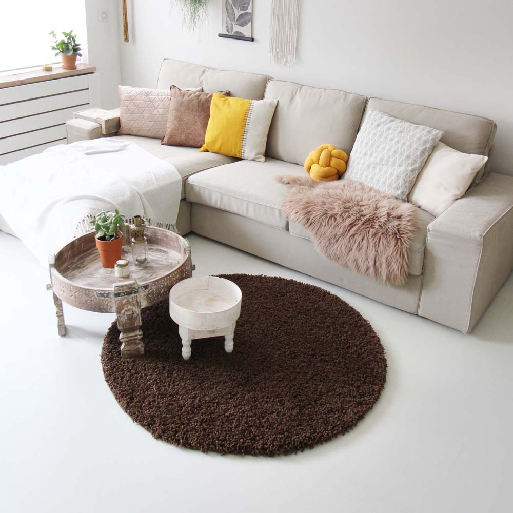 Tapis rond poils longs - Shaggy Royal marron - sfeer Tapis rond poils longs - Shaggy Royal marron - sfeer