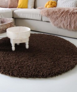 Tapis rond poils longs - Shaggy Royal marron - sfeer