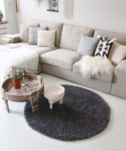 Tapis rond poils longs - Shaggy Royal gris - sfeer