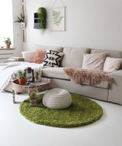 Tapis rond poils longs - Shaggy Royal vert - sfeer, thumbnail