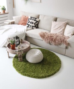 Tapis rond poils longs - Shaggy Royal vert - sfeer, thumbnail