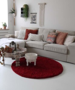 Tapis rond poils longs - Shaggy Royal rouge - sfeer, thumbnail