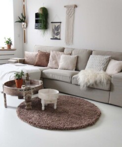 Tapis rond poils longs - Shaggy Royal moka Tapis rond poils longs - Shaggy Royal moka