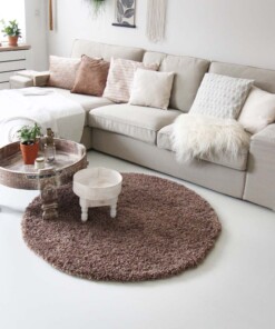 Tapis rond poils longs - Shaggy Royal moka