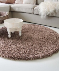 Tapis rond poils longs - Shaggy Royal moka