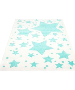 Tapis enfant étoiles 3D - Crème/bleu menthe - overzicht schuin, thumbnail Tapis enfant étoiles 3D - Crème/bleu menthe - overzicht schuin, thumbnail